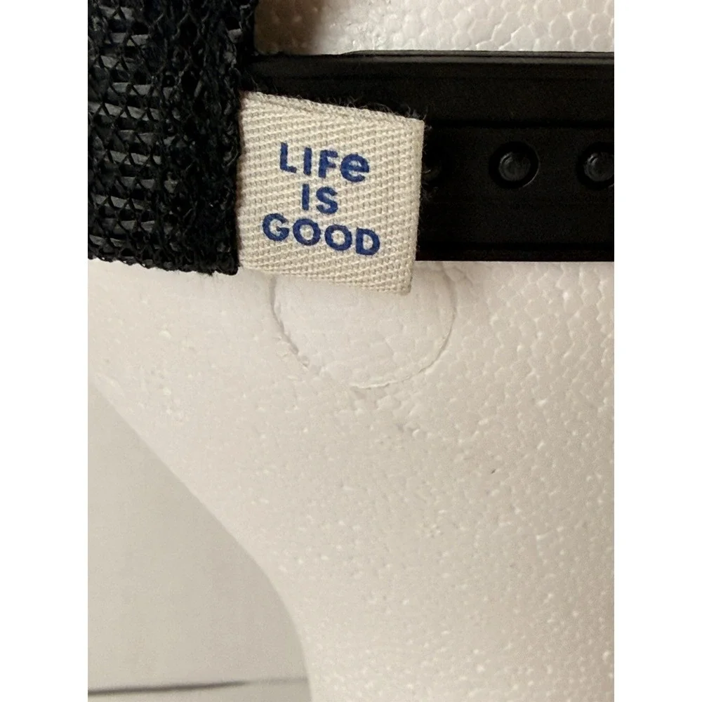 Life is Good Trucker Hat Green Snapback Mesh Mountain Patch Logo Adjustable New